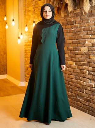 Emerald - Unlined - Crew neck - Modest Evening Dress - Mimelisa