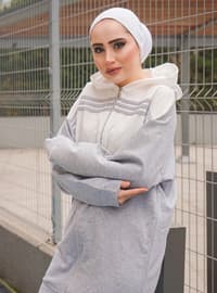 Hooded Hijab Tracksuit Set Gray