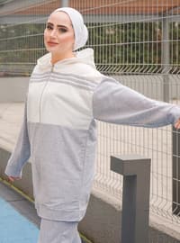 Hooded Hijab Tracksuit Set Gray