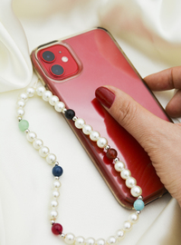 Pearl and Stone Phone Strap Multi-Color