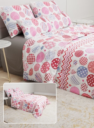 Pink - Cotton - Duvet Set: 2 Pillowcases & 1 Duvet Cover - Tofisa