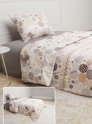 Brown - Cotton - Duvet Set: 2 Pillowcases & 1 Duvet Cover - Tofisa