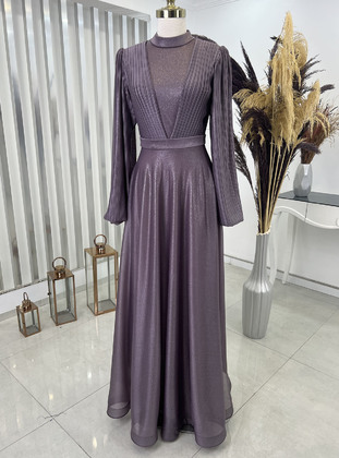 Lilac - Fully Lined - Crew neck - Modest Evening Dress - Piennar