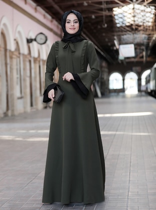 Dilek Hijab Evening Dress Khaki