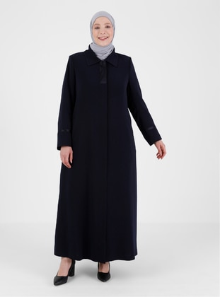 Navy Blue - Fully Lined - Point Collar - Topcoat - Olcay