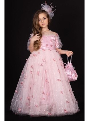 Cotton - Pink - Girls' Evening Dress - Riccotarz