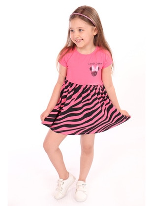Girl's Little Printed Skirt Zebra Pattern Printed Dress Fuchsia