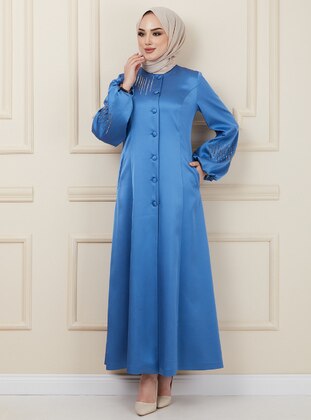 Blue - Fully Lined - Button Collar - Topcoat - Olcay