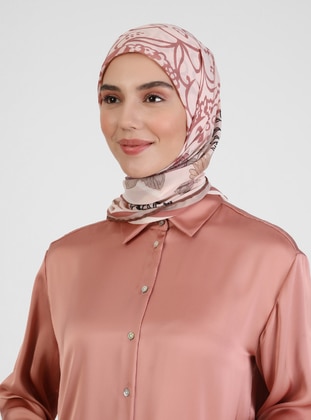 Dusty Rose - Powder - Floral - Printed - Scarf - Miray