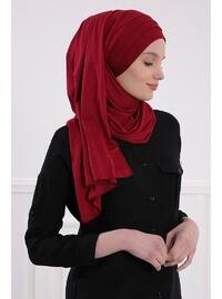 Multiple Cross Stitch Practical Combed Cotton Shawl Burgundy