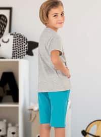 Boy's Knitted Short Sleeve 3/4 Pajama Set Gray Melange
