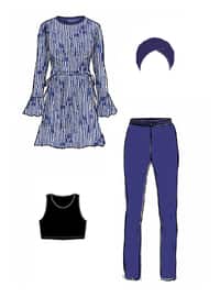 Blue - Multi - Full Coverage Swimsuit Burkini