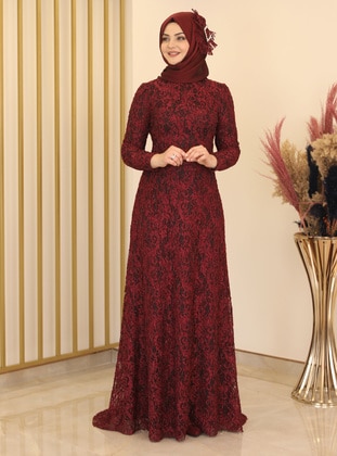 Hijab Evening Dress Burgundy