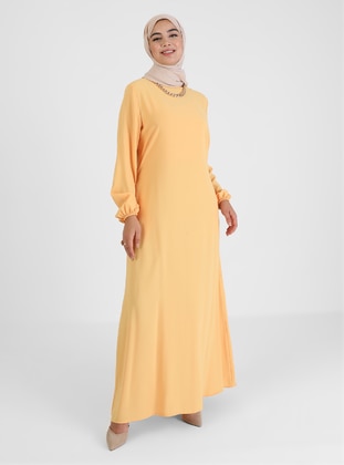Yellow - Crew neck - Unlined - Modest Dress - Tavin
