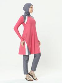 Dusty Rose - Unlined - Full Coverage Swimsuit Burkini