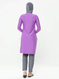 Lilac - Unlined - Full Coverage Swimsuit Burkini