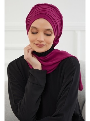 Cross Stitch Foulard Design Chiffon Instant Hijab Fuchsia Instant Scarf