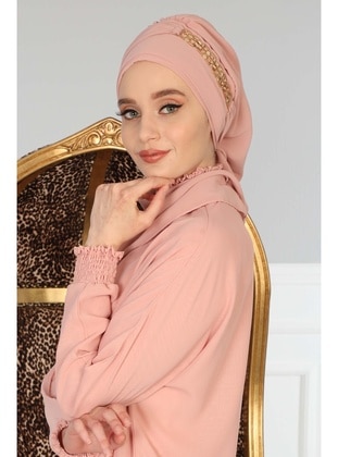 Gold Color Accessories Design Chiffon Instant Hijab Powder Instant Scarf
