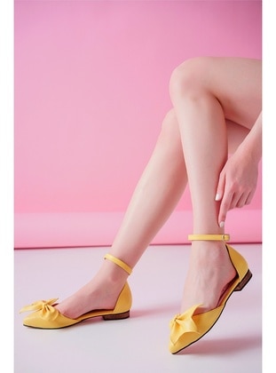 Yellow - Flat Shoes - DİVOLYA