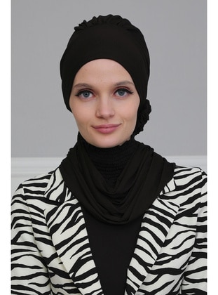Combed Cotton Instant Hijab Black Instant Scarf