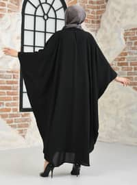 Black - Unlined - Crew neck - Abaya