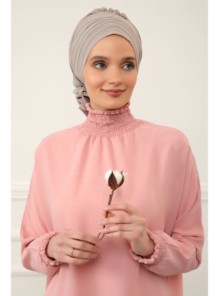 Cross Stitch Design Chiffon Instant Hijab,Mink,Ht 30 Instant Scarf