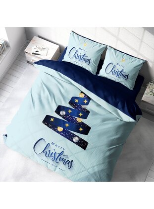 Blue - Cotton - 1000gr - Duvet Set: 2 Pillowcases & 1 Duvet Cover - Monohome