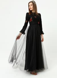 Fully Lined - Black - Crew neck - Fully Lined - Crew neck - Modest Evening Dress