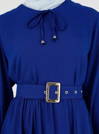 Belt Detailed Dress Sax Blue
