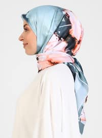 Rose Painting Patterned Scarf Gray