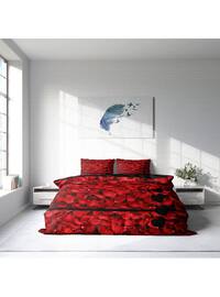 Red - - Cotton - Duvet Set: 2 Pillowcases & 1 Duvet Cover