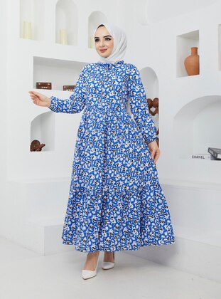  - Multi - Unlined - Cotton - Modest Dress - SAHRA BUTİK