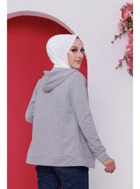 Mini Hooded Hijab Cardigan Gray