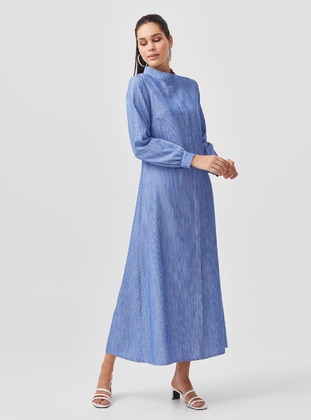Blue - Crew neck - Unlined - Viscose - Modest Dress - S7V7N EXCLUSIVE