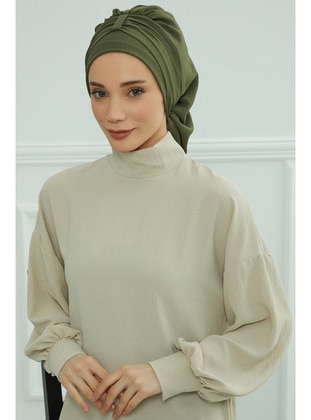 Aerobin Fabric Instant Hijab, Khaki Green, Ht 90 Instant Scarf