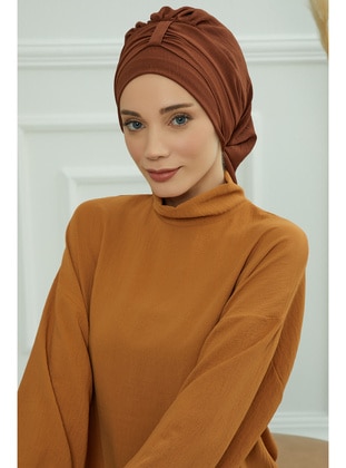 Aerobin Fabric Instant Hijab,Dark Brown,Ht 90 Instant Scarf