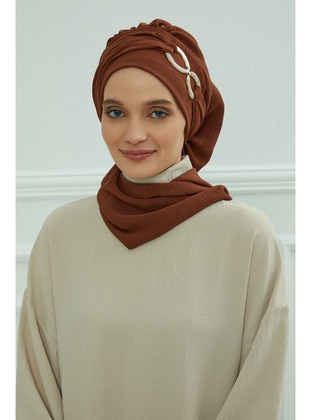 Aerobin Fabric Instant Turban With Accessories,Dark Brown,Ht 94 Instant Scarf