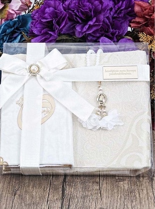 Gift Velvet Covered Bag Size Quran, Prayer Rug, Crystal Rosary Tasbih Set