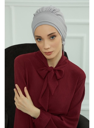 Pleated Aerobin Instant Hijab,Gray,Ht 91 Instant Scarf