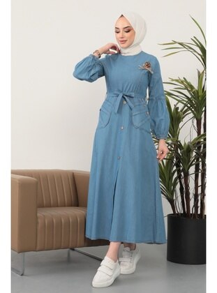 Light Blue - Modest Dress - Bestenur