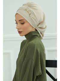 Aerobin Fabric Instant Turban With Accessories,Beige,Ht 93 Instant Scarf