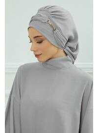 Aerobin Fabric Instant Turban With Accessories,Gray,Ht 93 Instant Scarf