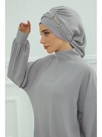 Aerobin Fabric Instant Turban With Accessories,Gray,Ht 93 Instant Scarf