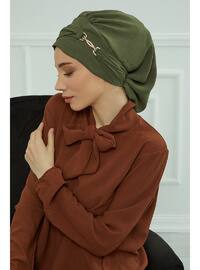 Aerobin Fabric Instant Turban With Accessories,Khaki Green,Ht 93 Instant Scarf