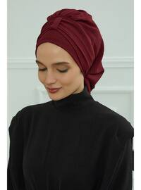 Aerobin Fabric Instant Hijab,Burgundy,Ht 90 Instant Scarf