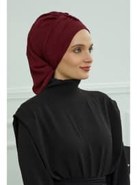 Aerobin Fabric Instant Hijab,Burgundy,Ht 90 Instant Scarf