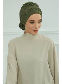 Aerobin Fabric Ready Turban,Khaki Green,Ht 31 Instant Scarf