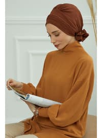 Aerobin Fabric Instant Hijab,Dark Brown Instant Scarf