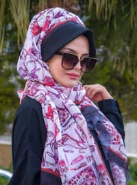 Black - Printed - Cotton - - Instant Scarf