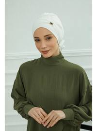 Aerobin Fabric Instant Turban With Accessories,White,Ht 95 Instant Scarf